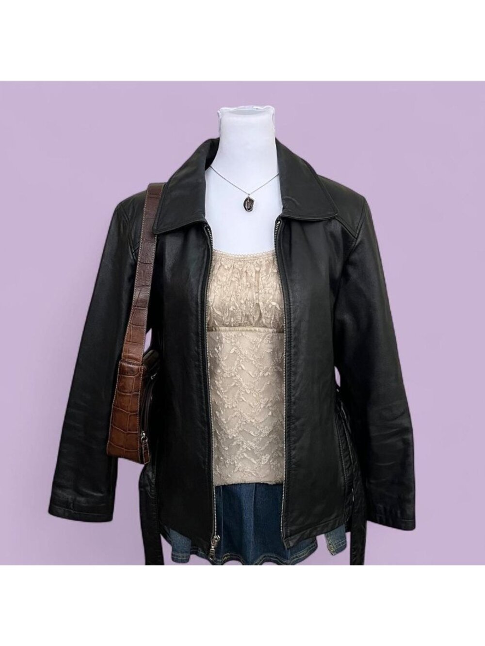 90s wilson’s leather essential capsule basic zip jacket